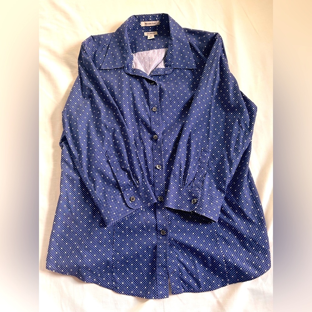 L.L Bean Blue Button-Up Shirt wrinkle free